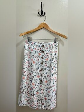 Japna Floral Button Front Midi Skirt Lined Size M